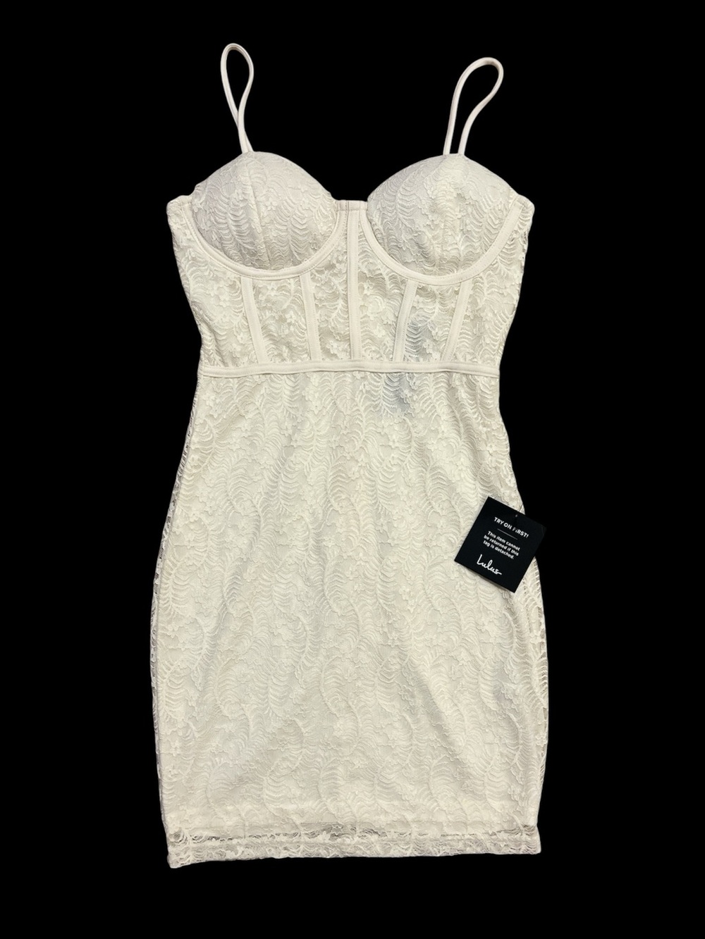 NEW Lulus Ivory Corset Lace Mini Dress Sleeveless Small S Off-white Cream NWT
